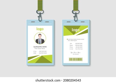 Plantilla de diseño de tarjeta de identificación verde simple y limpia