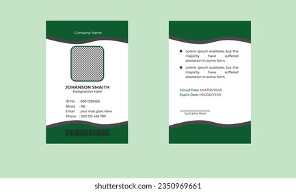 Simple and Clean Green ID Card Design Template Design .