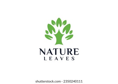 Simple clean green tree nature logo