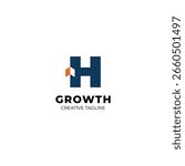 Simple and clean growth logo with letter H and arrow up for finance, investment and wealth management logo