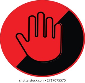 Un Vector simple y limpio del icono de la parada de la mano que simboliza la parada, la advertencia, la restricción, ideal para la instrucción de la seguridad del sing del tráfico.  
