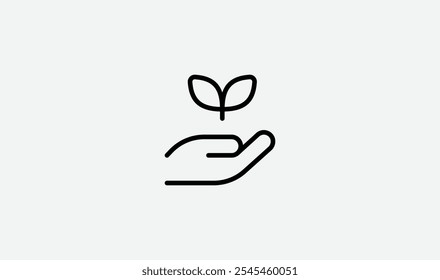 Simple and clean hand-holding-seeding icon, symbolizing growth, care, and nurturing. Ideal for eco-friendly projects, agriculture, nonprofits, or sustainable business concepts.