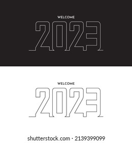 Diseño plano de Feliz Año Nuevo 2023 simple y limpio. Ilustración vectorial del año 2023.