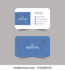 simple clean horizontal  Business Card template vector design in blue