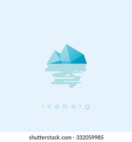 Simple and clean iceberg icon. Risk business symbol with sea reflection. Eps10 vector illustration.