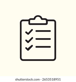 A simple and clean icon of a clipboard with checklist symbolizing task management efficiency and organization
