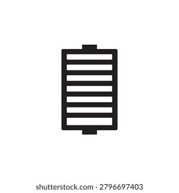 A simple, clean icon depicting a rectangular battery with five horizontal bars indicating charge levels, where the top three bars are filled in black and the bottom two are empty. The battery has roun.