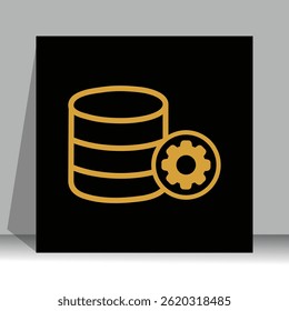 A simple, clean icon design features a stack of database cylinders next to a gear icon, suggesting database configuration. Database Management Icon with Gear Symbolizing Configuration.