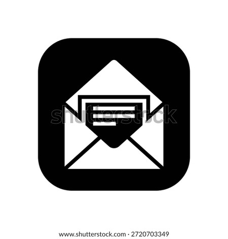 A simple and clean icon of an envelope with a letter inside, set against a white background. The icon is black and white, with a minimalist design that makes it easy to recognize and understand.