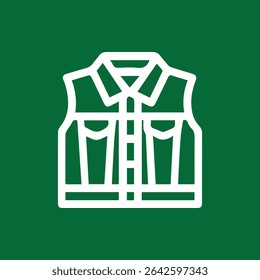 A simple and clean icon featuring a classic vest design on a solid background. Versatile for use in various design projects.