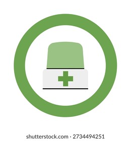A simple, clean icon representing a medical capsule or pill within a green circle, symbolizing health and wellness.