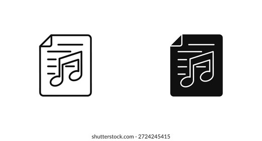 Icono simple y limpio que representa una hoja de música. Perfecto para proyectos de diseño, Web y multimedia.