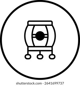 Simple and Clean Icon of a Traditional Chinese Drum within a Circular Frame