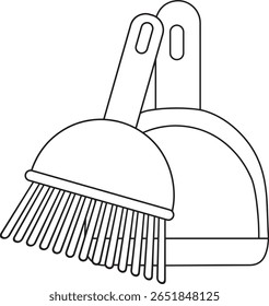 Uma ilustração de vetor de ícone simples e limpo de uma vassoura apresenta uma alça longa e cerdas de palha clássicas, ideais para uso em limpeza, casa, saneamento e projetos com tema de limpeza.