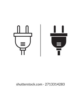Iconos simples y limpios que representan un enchufe y un enchufe, adecuados para varios temas eléctricos y tecnológicos.