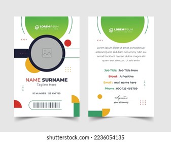 Simple and Clean ID Card Design Template, Modern Id Card Design Template, Office Id card