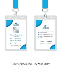 Simple and Clean ID Card Design Template. Professional corporate id card template, id card design with realistic mockup Free Vector.