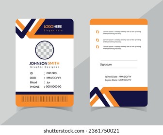 simple and clean id card design, corporate company employee id card template.