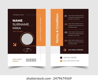 Simple and Clean ID Card Design Template, Modern Id Card Design Template, Office Id card