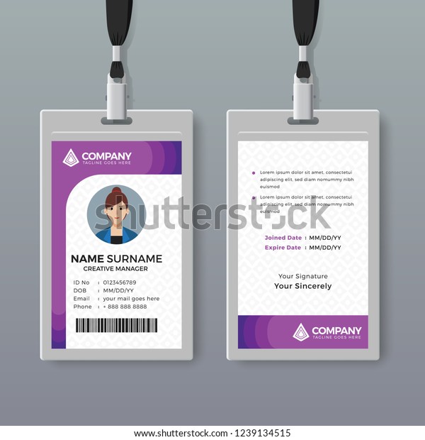 Simple Clean Id Card Design Template Stock Vector (Royalty Free) 1239134515