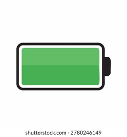 A simple, clean illustration of a battery icon with a full green charge indicator.