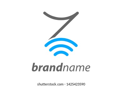 Simple and Clean illustration design letter Z combine with WiFi icon.