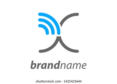 Simple and Clean illustration design letter X combine with WiFi icon.