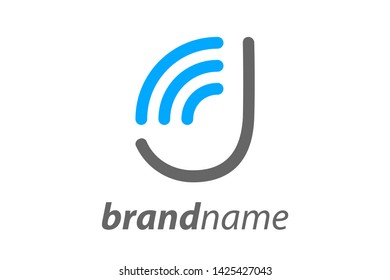 Simple and Clean illustration design letter J combine with WiFi icon.