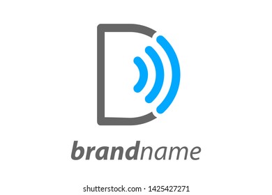 Simple and Clean illustration design letter D combine with WiFi icon.