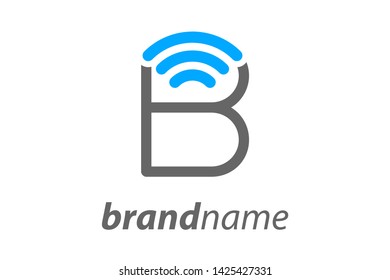 Simple and Clean illustration design letter B combine with WiFi icon.