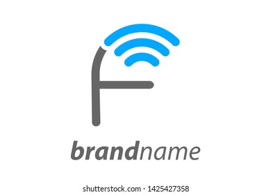Simple and Clean illustration design letter F combine with WiFi icon.