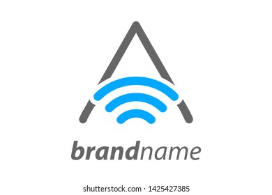 Simple and Clean illustration design letter A combine with WiFi icon.