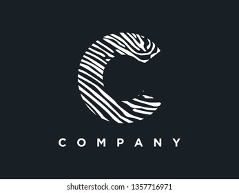 Simple and clean illustration initial logo zebra  wood texture.