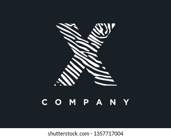 Simple and clean illustration initial logo zebra  wood texture.