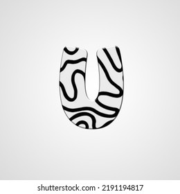 Ilustración simple y limpia textura inicial de madera de cebra con logotipo inicial.