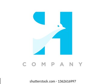 Simple and Clean illustration logo design initial combine with dove.