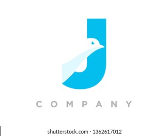Simple and Clean illustration logo design initial combine with dove.