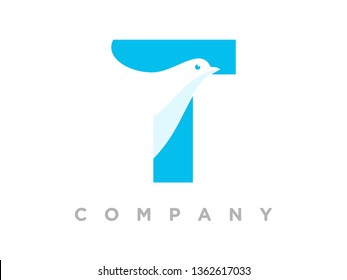 Simple and Clean illustration logo design initial combine with dove.
