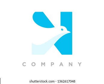 Simple and Clean illustration logo design initial combine with dove.