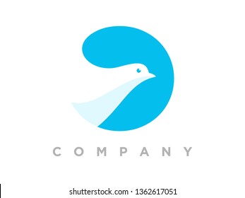 Simple and Clean illustration logo design initial combine with dove.