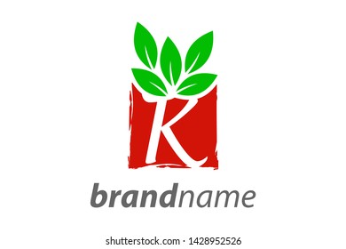 Hoja cuadrada de diseño del logotipo de ilustración simple y limpia con letra K
