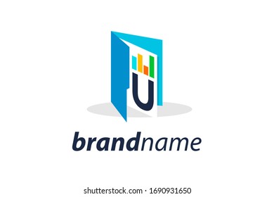 diseño de logotipo de ilustración simple y limpio, carpeta inicial de organigrama U.