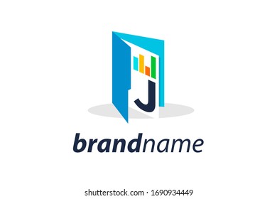 diseño de logotipo de ilustración simple y limpia, carpeta inicial de gráfico J.