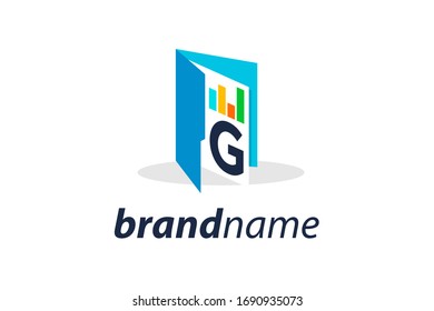 simple and clean illustration logo design initial G chart folder.