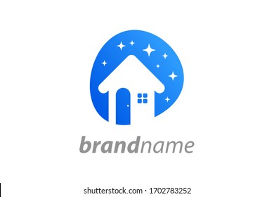 Einfache und saubere Illustration Logo Design House Reinigung.