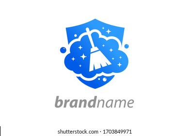 Simple and Clean illustration logo design House Cleaning.