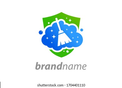 Simple and Clean illustration logo design House Cleaning.