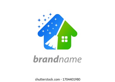 Diseño del logotipo de ilustración simple y limpio Casa Limpieza.