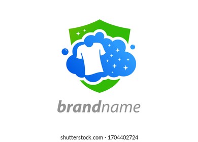 Simple and Clean illustration logo design Laundry.