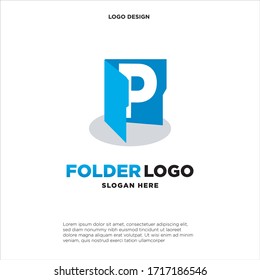 simple and clean illustration logo design initial P chart folder.